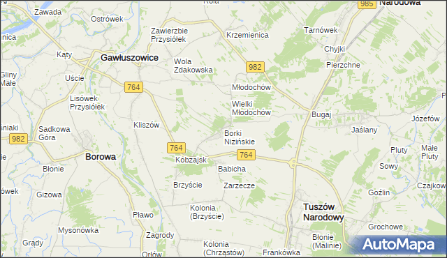 mapa Borki Nizińskie, Borki Nizińskie na mapie Targeo