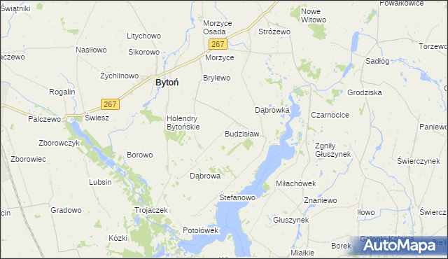 mapa Budzisław gmina Bytoń, Budzisław gmina Bytoń na mapie Targeo