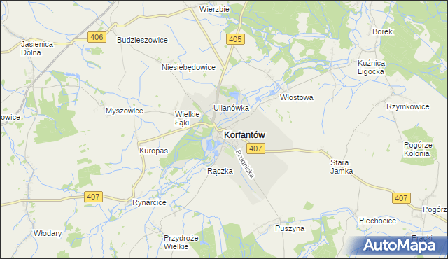 mapa Korfantów, Korfantów na mapie Targeo