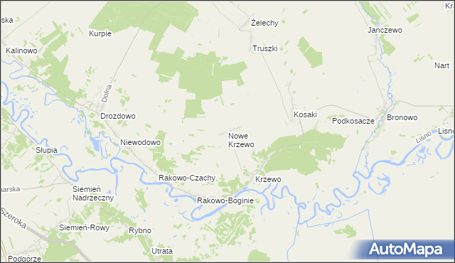 mapa Nowe Krzewo gmina Piątnica, Nowe Krzewo gmina Piątnica na mapie Targeo