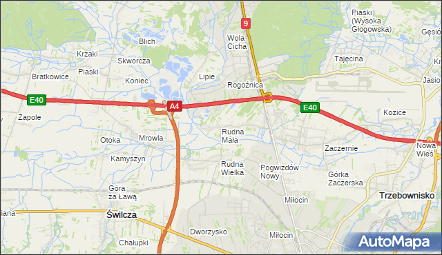 mapa Rudna Mała gmina Głogów Małopolski, Rudna Mała gmina Głogów Małopolski na mapie Targeo