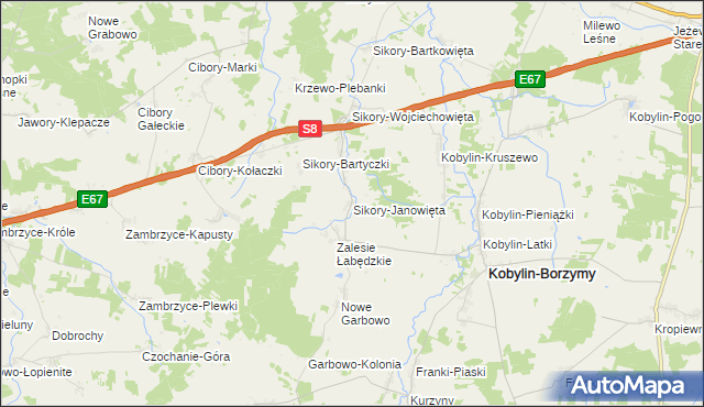 mapa Sikory-Janowięta, Sikory-Janowięta na mapie Targeo