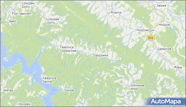 mapa Daszówka gmina Ustrzyki Dolne, Daszówka gmina Ustrzyki Dolne na mapie Targeo