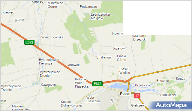 mapa Emilianów gmina Piaski, Emilianów gmina Piaski na mapie Targeo