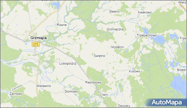 mapa Świętno gmina Grzmiąca, Świętno gmina Grzmiąca na mapie Targeo