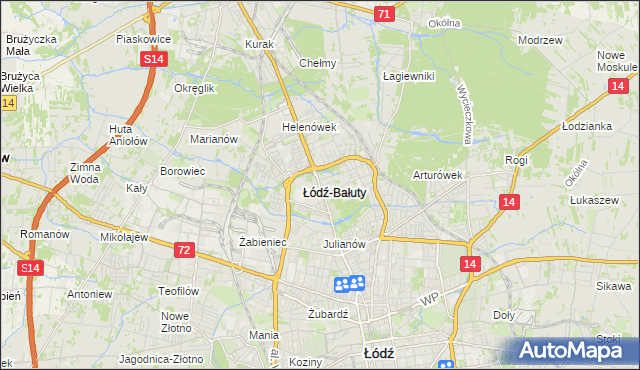 mapa Bałuty gmina Łódź, Bałuty gmina Łódź na mapie Targeo