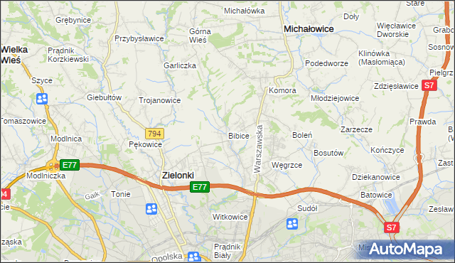 mapa Bibice, Bibice na mapie Targeo