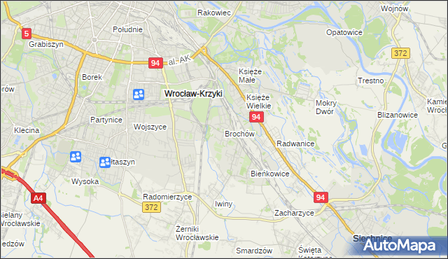 mapa Brochów gmina Wrocław, Brochów gmina Wrocław na mapie Targeo