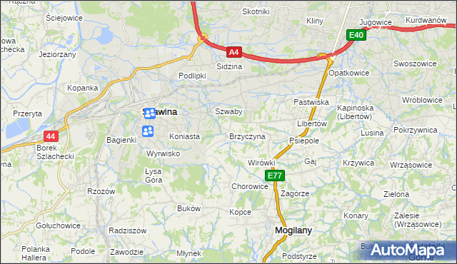 mapa Brzyczyna, Brzyczyna na mapie Targeo