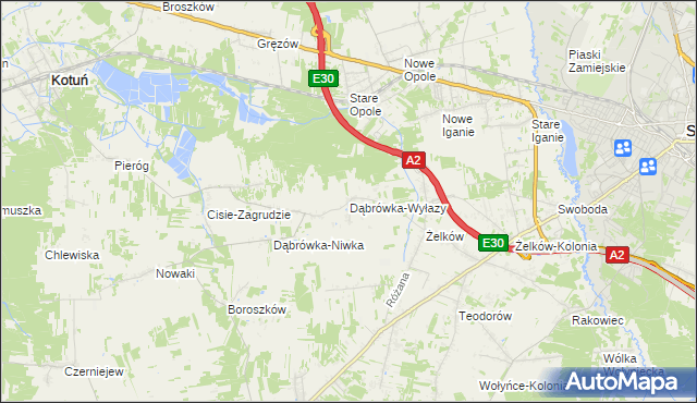 mapa Dąbrówka-Wyłazy, Dąbrówka-Wyłazy na mapie Targeo