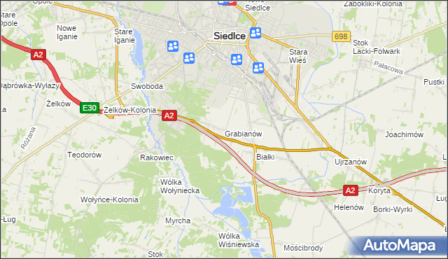 mapa Grabianów, Grabianów na mapie Targeo