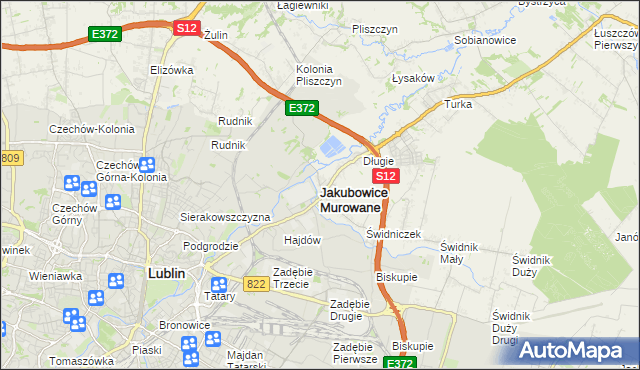 mapa Jakubowice Murowane, Jakubowice Murowane na mapie Targeo