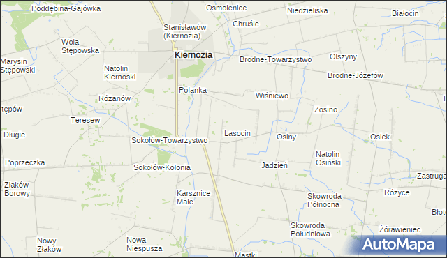 mapa Lasocin gmina Kiernozia, Lasocin gmina Kiernozia na mapie Targeo