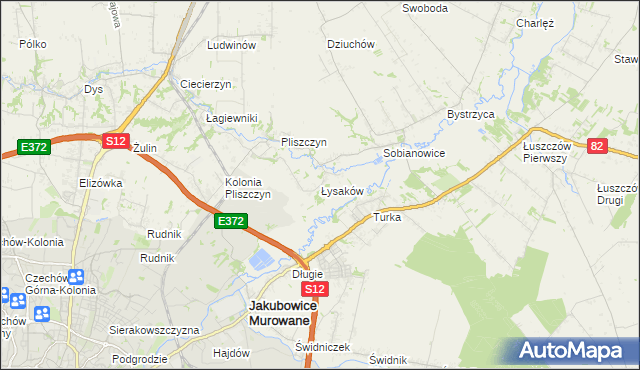 mapa Łysaków gmina Wólka, Łysaków gmina Wólka na mapie Targeo