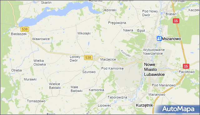 mapa Marzęcice gmina Kurzętnik, Marzęcice gmina Kurzętnik na mapie Targeo