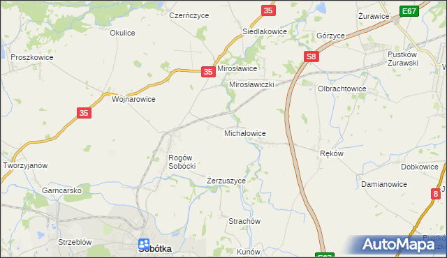 mapa Michałowice gmina Sobótka, Michałowice gmina Sobótka na mapie Targeo