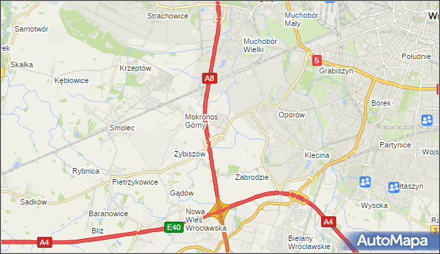 mapa Mokronos Dolny, Mokronos Dolny na mapie Targeo