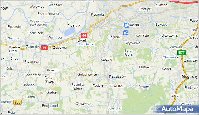 mapa Rzozów, Rzozów na mapie Targeo