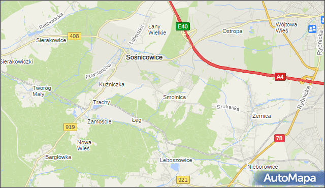mapa Smolnica gmina Sośnicowice, Smolnica gmina Sośnicowice na mapie Targeo