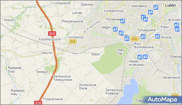 mapa Stasin gmina Konopnica, Stasin gmina Konopnica na mapie Targeo