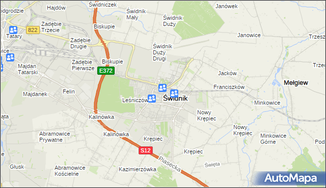 mapa Świdnika, Świdnik na mapie Targeo