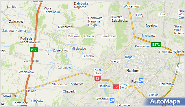 mapa Wacyn, Wacyn na mapie Targeo