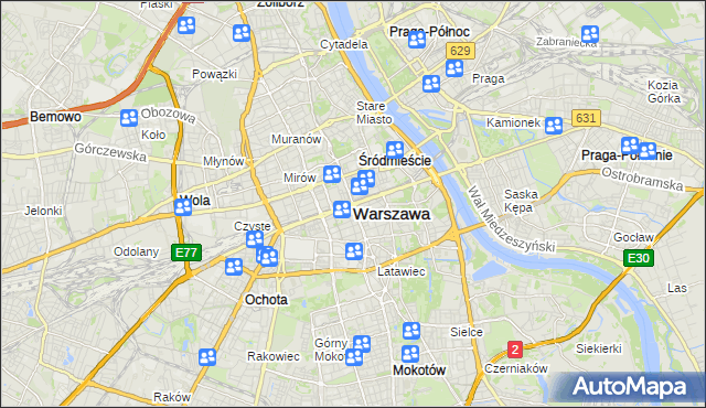 mapa Warszawy, Warszawa na mapie Targeo
