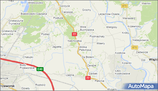 mapa Wólka Pełkińska, Wólka Pełkińska na mapie Targeo