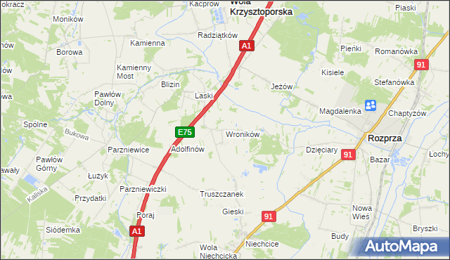 mapa Wroników, Wroników na mapie Targeo