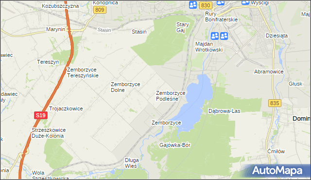 mapa Zemborzyce Podleśne, Zemborzyce Podleśne na mapie Targeo