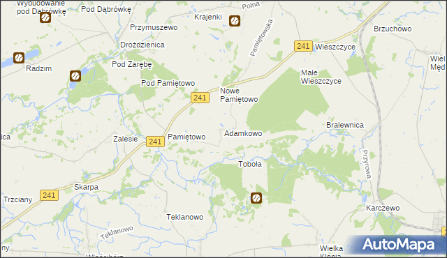 mapa Adamkowo, Adamkowo na mapie Targeo