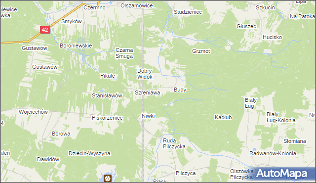 mapa Adelinów gmina Fałków, Adelinów gmina Fałków na mapie Targeo