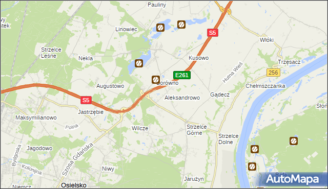 mapa Aleksandrowo gmina Dobrcz, Aleksandrowo gmina Dobrcz na mapie Targeo