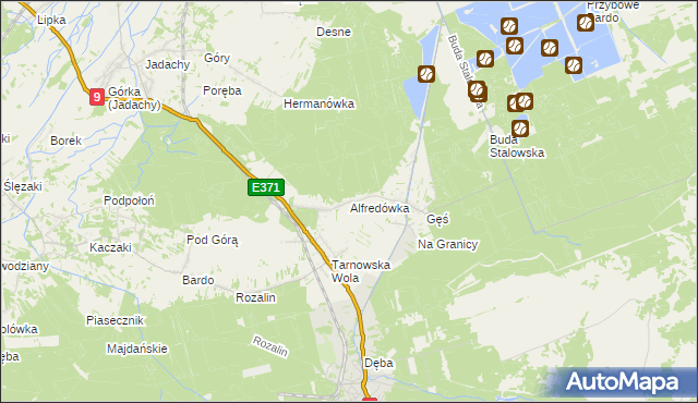 mapa Alfredówka, Alfredówka na mapie Targeo