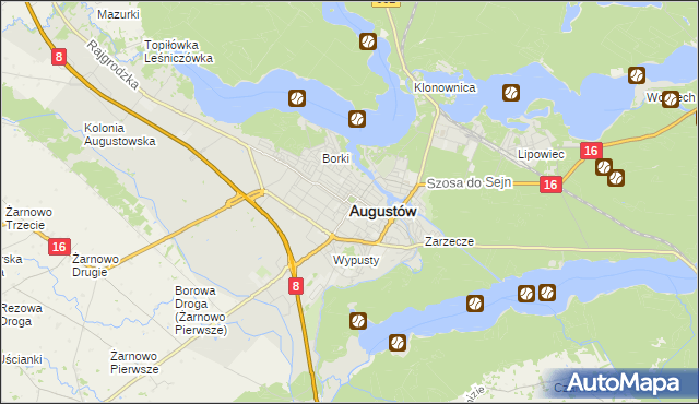 mapa Augustów, Augustów na mapie Targeo