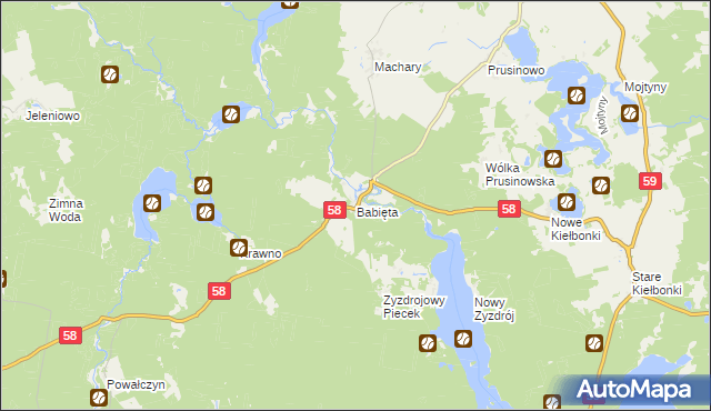 mapa Babięta, Babięta na mapie Targeo