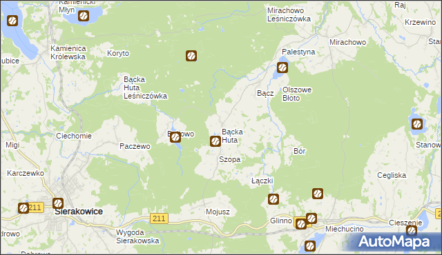 mapa Bącka Huta, Bącka Huta na mapie Targeo