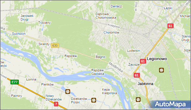 mapa Bagno gmina Jabłonna, Bagno gmina Jabłonna na mapie Targeo