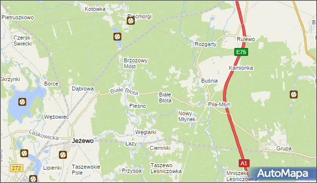 mapa Białe Błota gmina Jeżewo, Białe Błota gmina Jeżewo na mapie Targeo