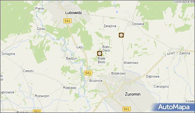 mapa Białe Błoto gmina Żuromin, Białe Błoto gmina Żuromin na mapie Targeo