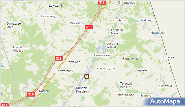 mapa Białobłockie, Białobłockie na mapie Targeo