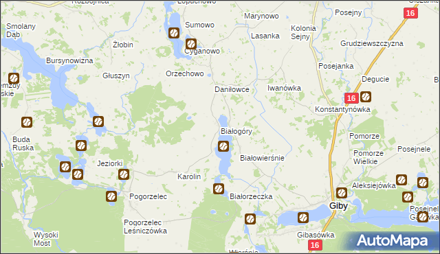 mapa Białogóry, Białogóry na mapie Targeo