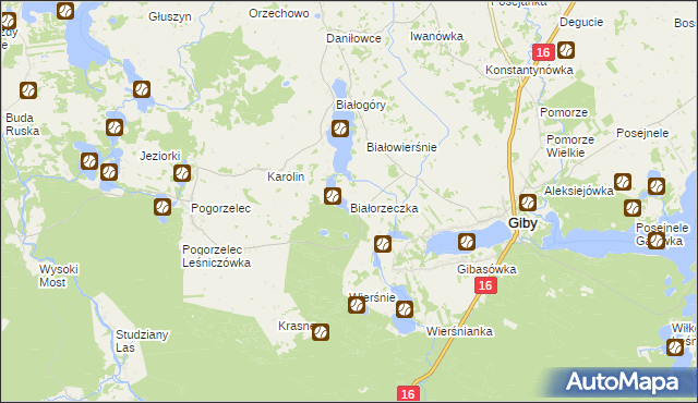 mapa Białorzeczka, Białorzeczka na mapie Targeo