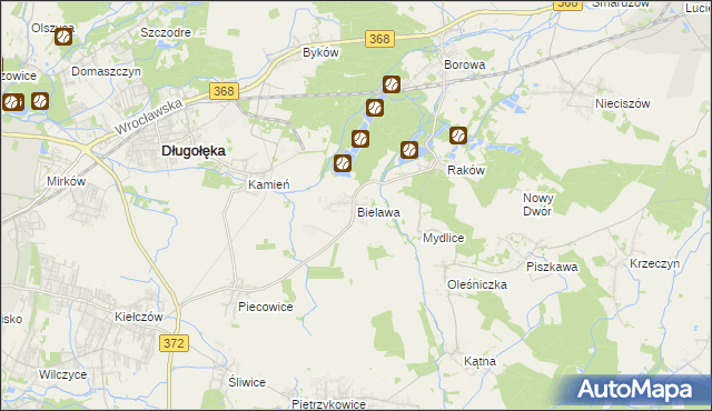 mapa Bielawa gmina Długołęka, Bielawa gmina Długołęka na mapie Targeo