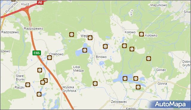 mapa Binowo, Binowo na mapie Targeo