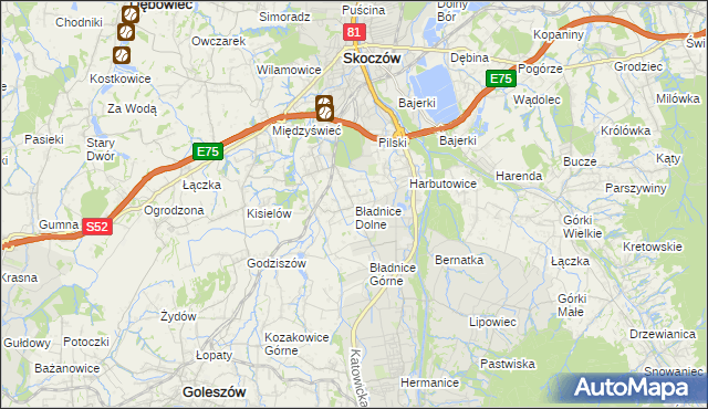 mapa Bładnice Dolne, Bładnice Dolne na mapie Targeo