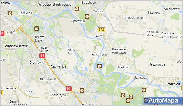 mapa Blizanowice, Blizanowice na mapie Targeo