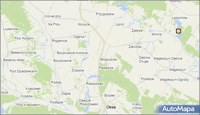 mapa Błogoszów, Błogoszów na mapie Targeo