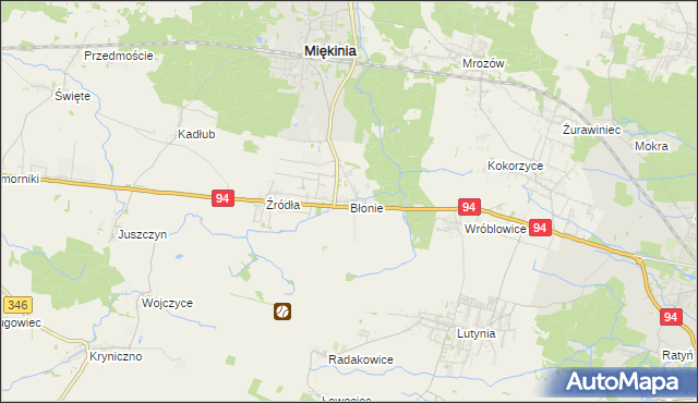 mapa Błonie gmina Miękinia, Błonie gmina Miękinia na mapie Targeo