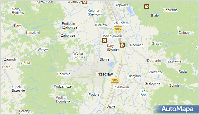 mapa Błonie gmina Przecław, Błonie gmina Przecław na mapie Targeo